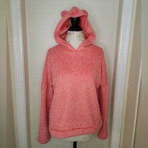 Pink faux fur hoodie cute cat ears